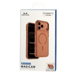 Накладка для i-Phone 17 Pro Max Keephone Magicam MagSnap с подставкой оранжево-прозрачный