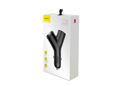 Автомобильное заряд. устр. + прикуриватель Baseus Y-type 2USB 3.4A CCALL-YX01 черное