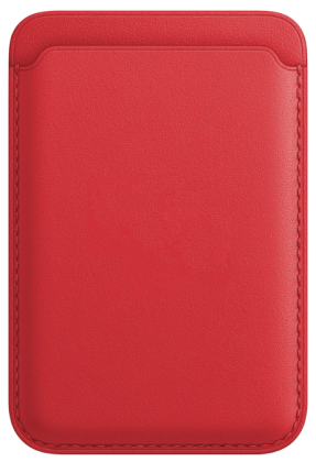 Кожаный чехол-бумажник для карт и визиток MagSafe Leather Wallet для Apple i-Phone красный