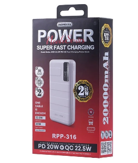 Powerbank REMAX RPP-316 20000mAh 1USB/1USB-C 18W/20W белый