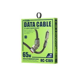 USB/USB-C Кабель-зарядка Remax RC-C189 3в1 Lightning/Type-C 1м 65W черный