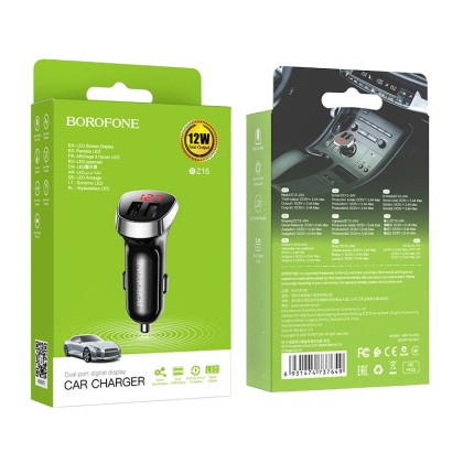 Автомобильное заряд. устр. Borofone BZ15 2USB 2.4A черное