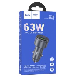 Автомобильное заряд. устр. Hoco Z57B 1USB/1C 63W серый