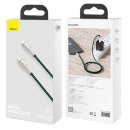 Кабель-зарядка Type-C на Lightning Baseus Cafule Metal 20W 1м (CATLJK-A06) зелёный