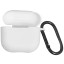 Силиконовый чехол для AirPods 4 с карабином белый