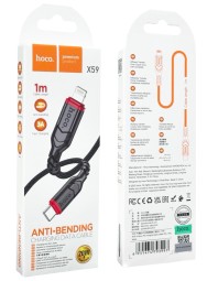 Usb Кабель-зарядка Type-C на Lightning Hoco X59 3A 60W 1м в тканевой оплетке черный