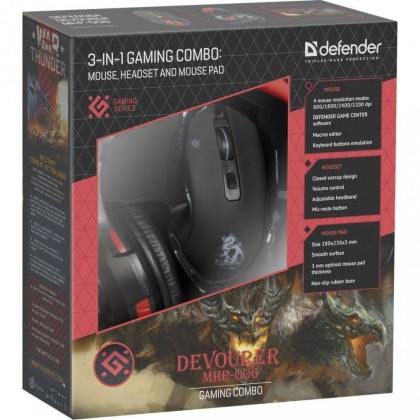 Набор мышь/коврик/гарнитура Defender MHP-006 Devourer черный