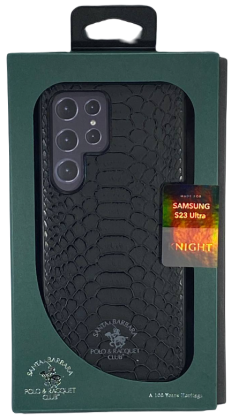 Накладка для Samsung Galaxy S23 Ultra Santa Barbara под кожу чёрная