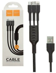 Usb Кабель-зарядка 3в1 Type-C-Lightning-Micro Hoco U31 1.2м черный