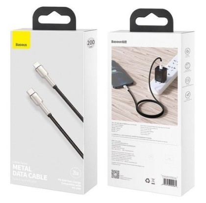 Кабель-зарядка Type-C на Lightning Baseus Cafule Metal 20W 2м (CATLJK-B01) черный