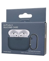 Силиконовый чехол для AirPods 4 с карабином синий
