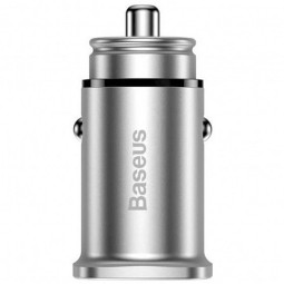 Автомобильное заряд. устр. Baseus Circular Metal 1USB/1C 30W CCALL-BS0S серебристое