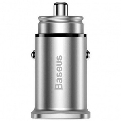 Автомобильное заряд. устр. Baseus Circular Metal 1USB/1C 30W CCALL-BS0S серебристое