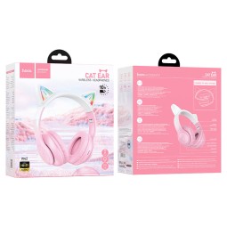 Стереонаушники Bluetooth Полноразмерные Hoco W42 Cat Ear BT5.3/10ч розовые