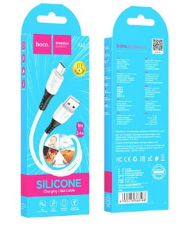 Usb Кабель-зарядка Micro Hoco X82 Silicone 2.4A 1м мягкий силиконовый белый
