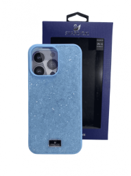 Накладка для i-Phone 14 Pro Max 6.7" Swarovski голубой