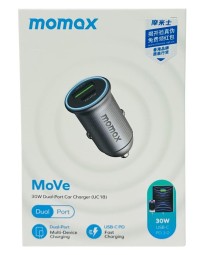 Автомобильное заряд. устр. Momax 37W 1USB+1 Type-c серый