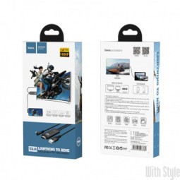 Кабель-переходник с Lightning на HDMI Hoco UA14 2м черный