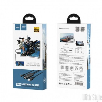 Кабель-переходник с Lightning на HDMI Hoco UA14 2м черный