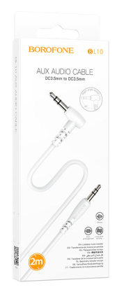 Аудиокабель AUX 3,5mm Borofone BL10 2м угловой белый