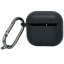 Силиконовый чехол для AirPods 4 с карабином под карбон чёрный