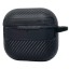 Силиконовый чехол для AirPods 4 с карабином под карбон чёрный