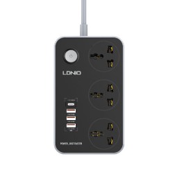 Сетевой фильтр LDNIO SC3412 2м/3 розетки/3 USB/1 USB-C серый