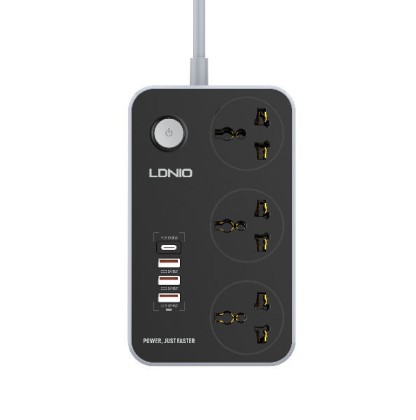 Сетевой фильтр LDNIO SC3412 2м/3 розетки/3 USB/1 USB-C серый