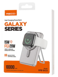 Powerbank с беспроводной зарядкой MagSafe Recci Galaxy RPB-W23 10000mAh 1C 15W/20W серебристый