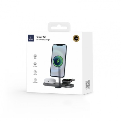 Беспроводное зарядное устройство WIWU 3in1 для Phone+Watch+Pods X23 черное