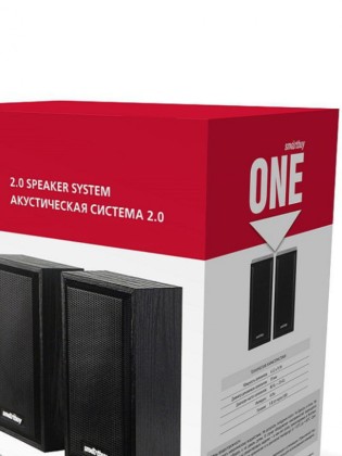 Акустическая система 2.0 SmartBuy ONE, дерево, 6 Вт, питание от USB, черная (SBA-101)/20
