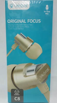 Наушники с микрофоном Celebrat C8 1.2м золотые
