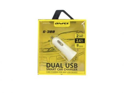 Автомобильное заряд. устр. Awei 2USB 3.4A C-300 белое