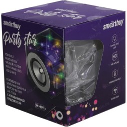 Bluetooth колонка Smartbuy Party Star (SBS-500) BT5.0/10Вт/1200mAh/5ч/FM/RGB-подсветка прозрачная