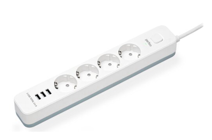 Perfeo сетевой фильтр "POWER STREAM", 2500W, 2,0м, 4 розетки, 3 USB, белый.