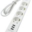Perfeo сетевой фильтр "POWER STREAM", 2500W, 2,0м, 4 розетки, 3 USB, белый.