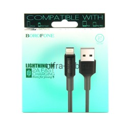 Usb Кабель-зарядка Lightning Borofone BX1 Ezsync 2A 1м силиконовый чёрный