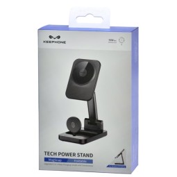 Беспроводное зарядное устройство 3in 1 с подставкой Keephone Tech Power Stand черный