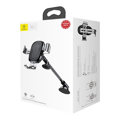 Держатель c беспроводной зарядкой Baseus Heukji Gravity (WXZT-0S) серебристый