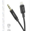 Кабель-переходник Hoco UPA19 Lighting (папа) на AUX 3.5мм (папа) 1м черный