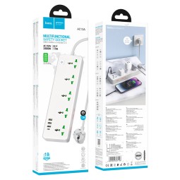 Сетевой фильтр Hoco AC13A 5розеток/3USB/1C 1,5м белый