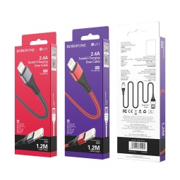 Usb Кабель-зарядка Lightning Borofone BU11 Tasteful 2.4A 1.2м в нейлоновой оплётке чёрный